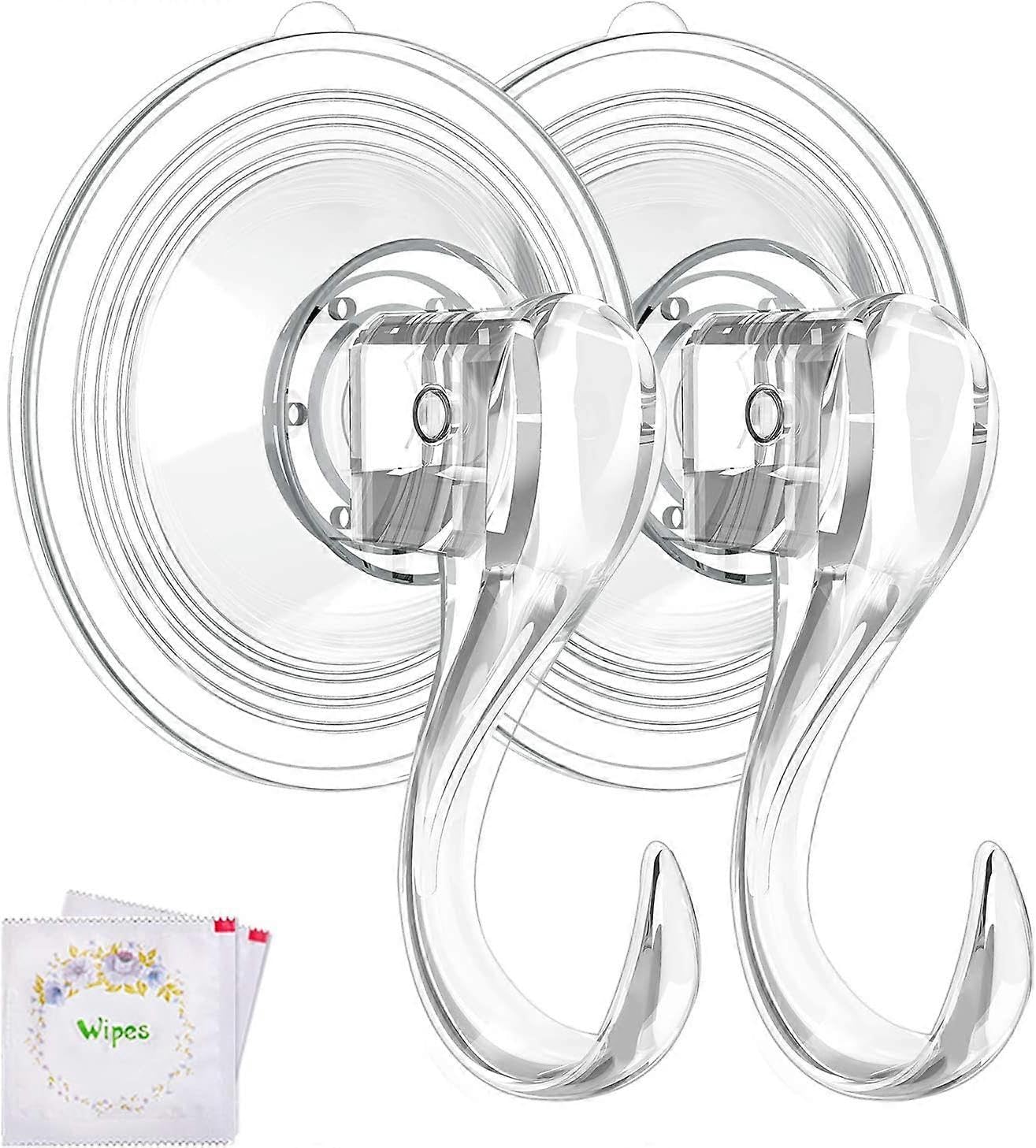 Large Clear Reusable Heavy Duty Wreath Hanger Suction Cup with Wipes