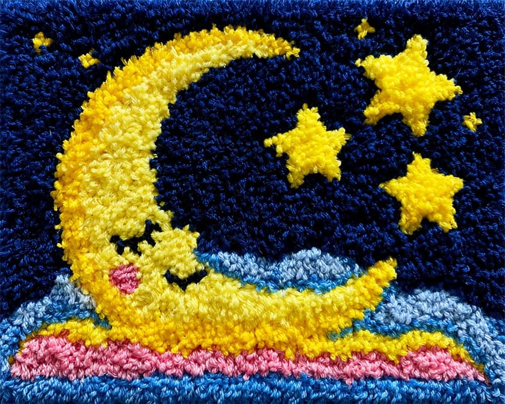 FWRTYCB Latch Hook Rug Kits, Moon and Stars