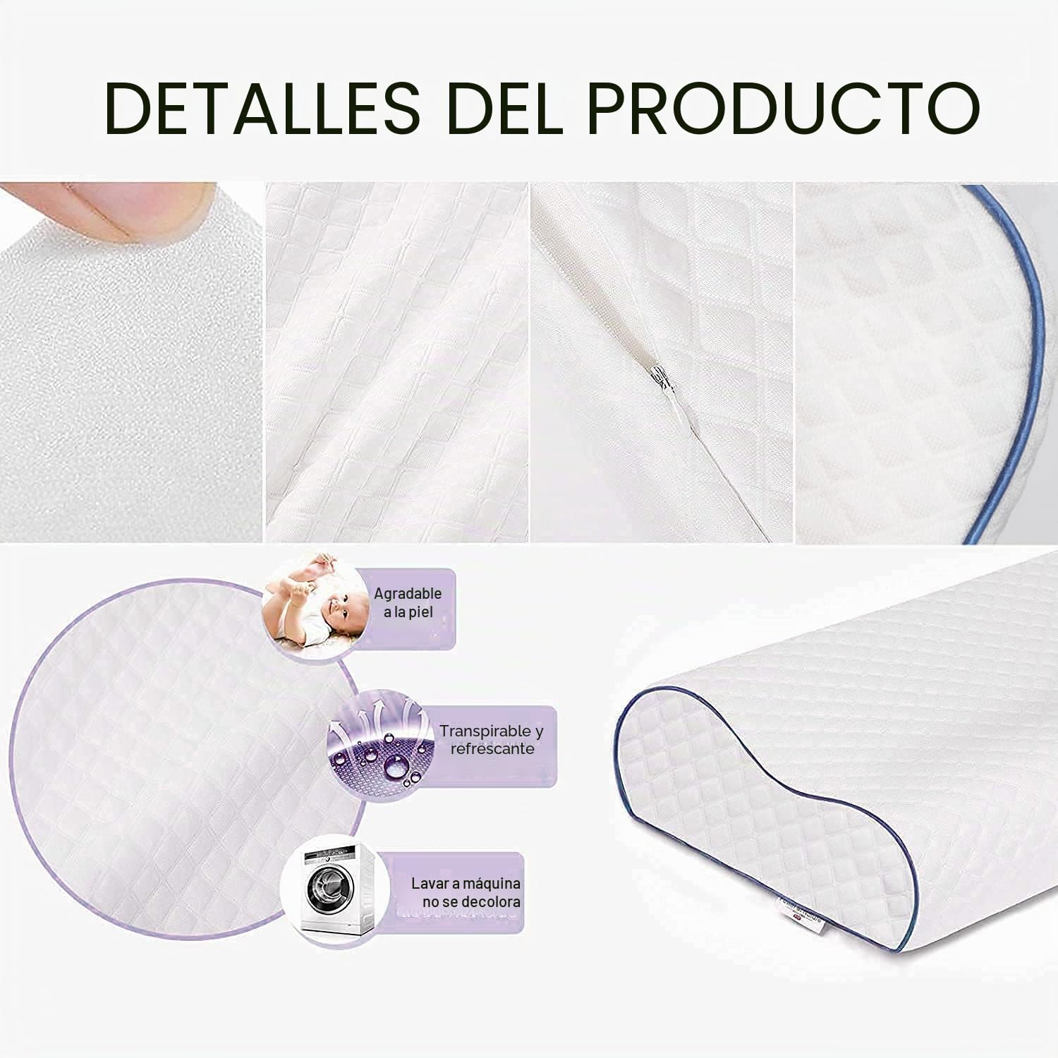 Fityou Almohada Viscoelástica, Cervical, Almohada Ergonómica con Memoria para Dormir profundamente, Dos Opciones de Altura, Funda de Almohada Lavable, 60 x 35 cm