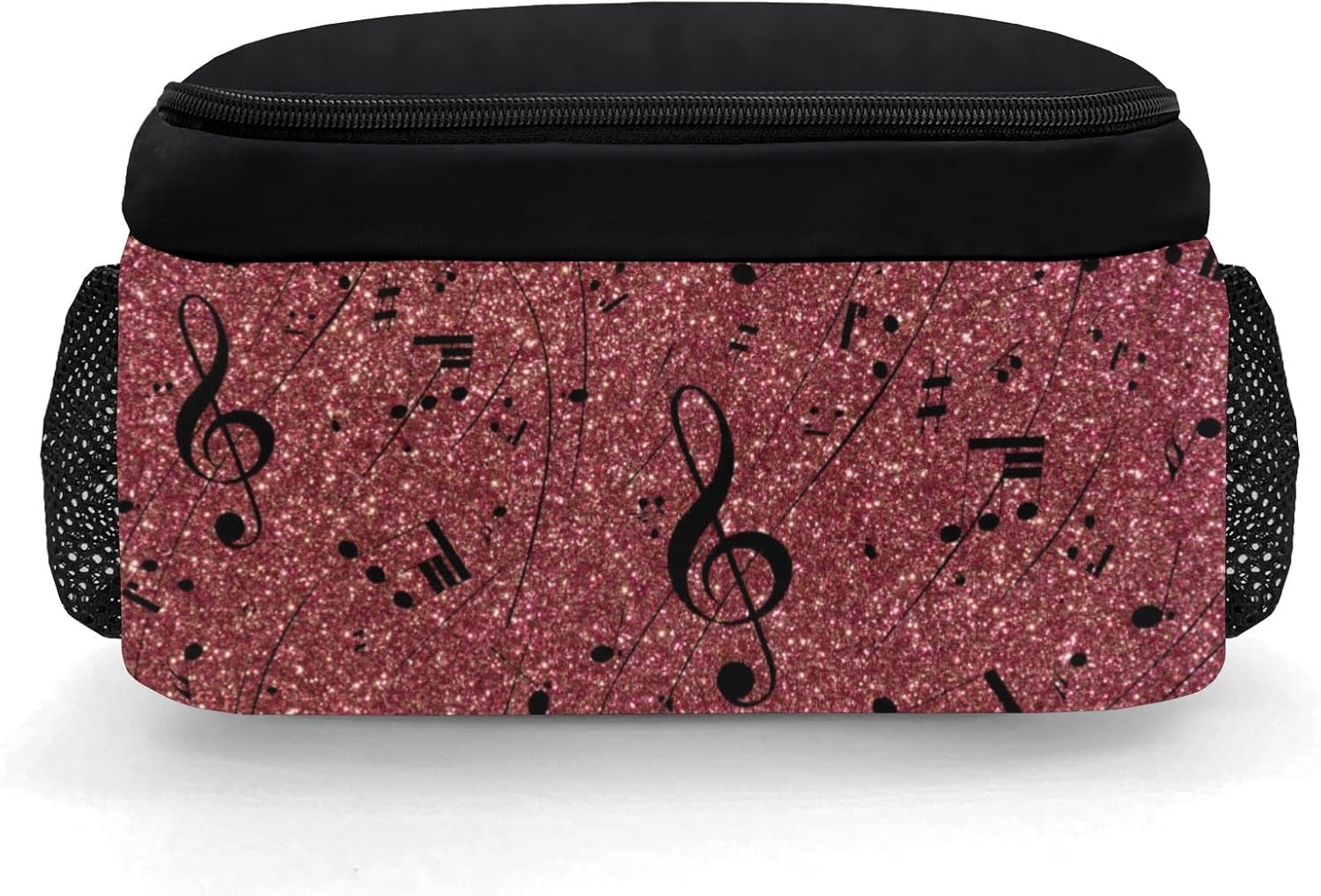 Custom Text Piano Key Music Note Glitter Maroon Backpacks for Girls Boys School, Capacity School Backpacks for Kids Water-resistant Bookbags