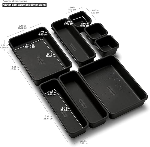 Miniatura 6 de madesmart Antimicrobial - Paquete de 8 contenedores entrelazados personalizables, organizador para el hogar, certificado por la EPA, carbono