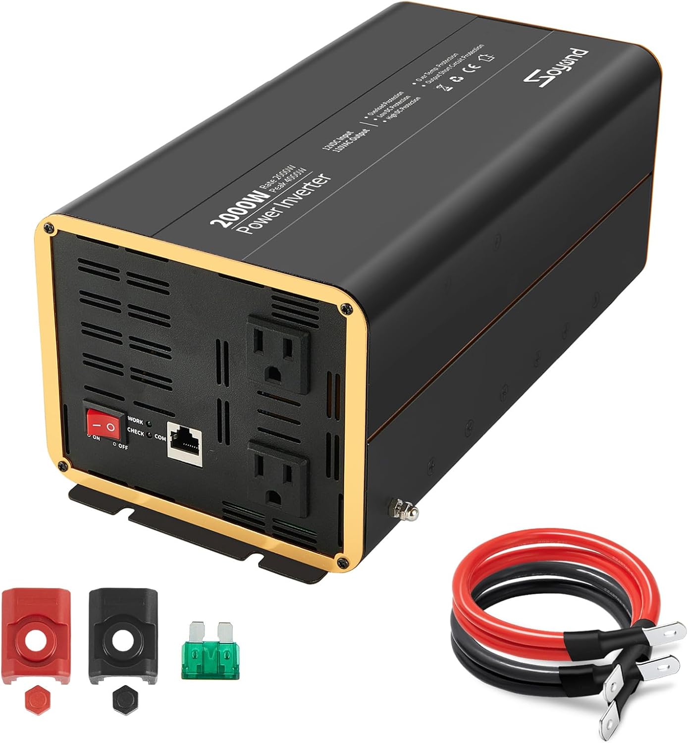 Power Inverter 2000 watt 12V Dc to 110V AC Converter Modified sine Wave Power Inverter for Home, RV, Outdoor, Camping, Boat, Emergency