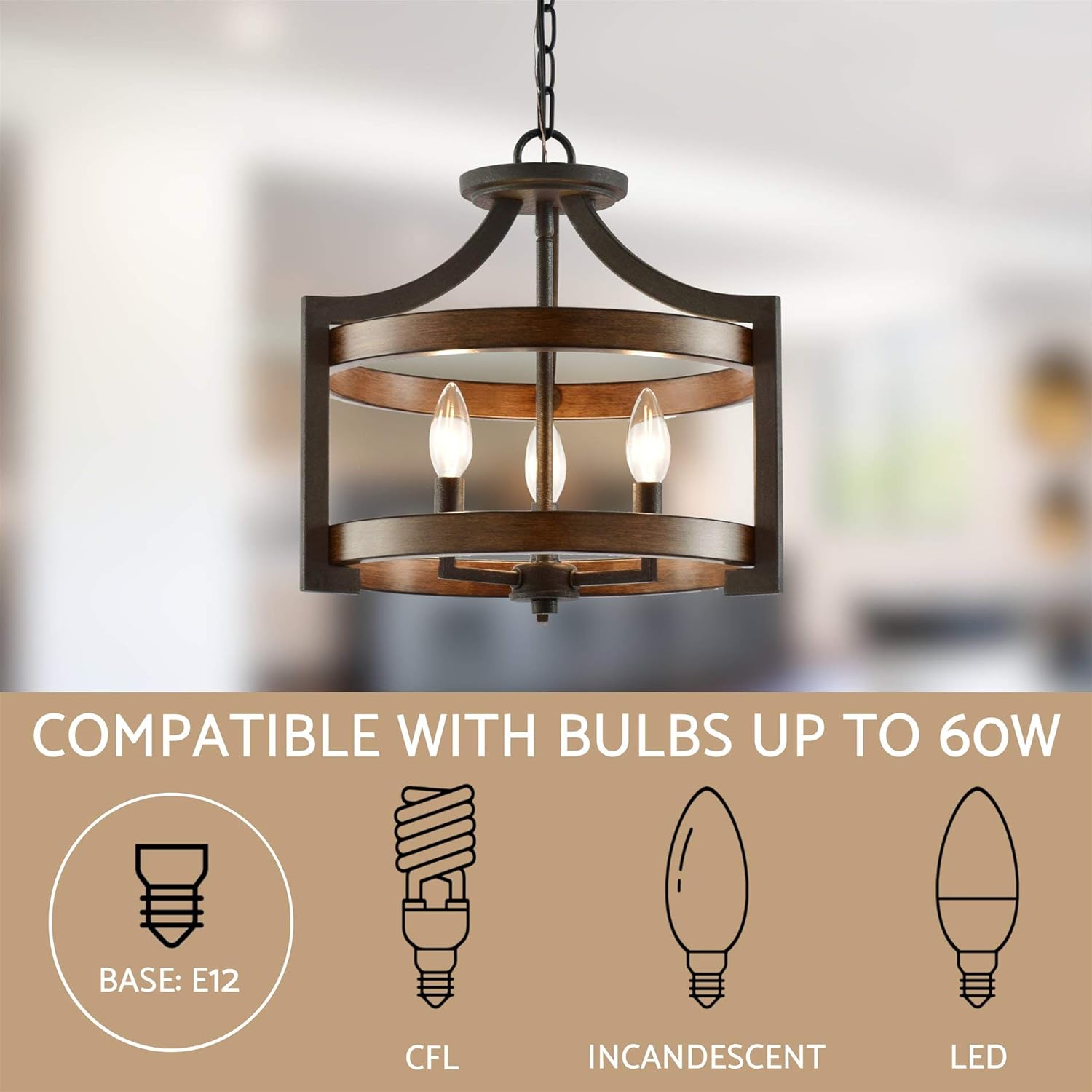 Exсluѕіvе Dіѕсоunt 90% Prісе Kira Home Woodrow 15 3-Light Industrial Farmhouse Semi Flush Convertible Pendant Light + Wood Style Metal Drum Shade, Textured Black + Walnut Style Finish Bеѕt Prоmо Kira Home Woodrow 15 3-Light Industrial Farmhouse Semi Flush Convertible Pendant Light + Wood Style Metal Drum Shade, Textured Black + Walnut Style Finish