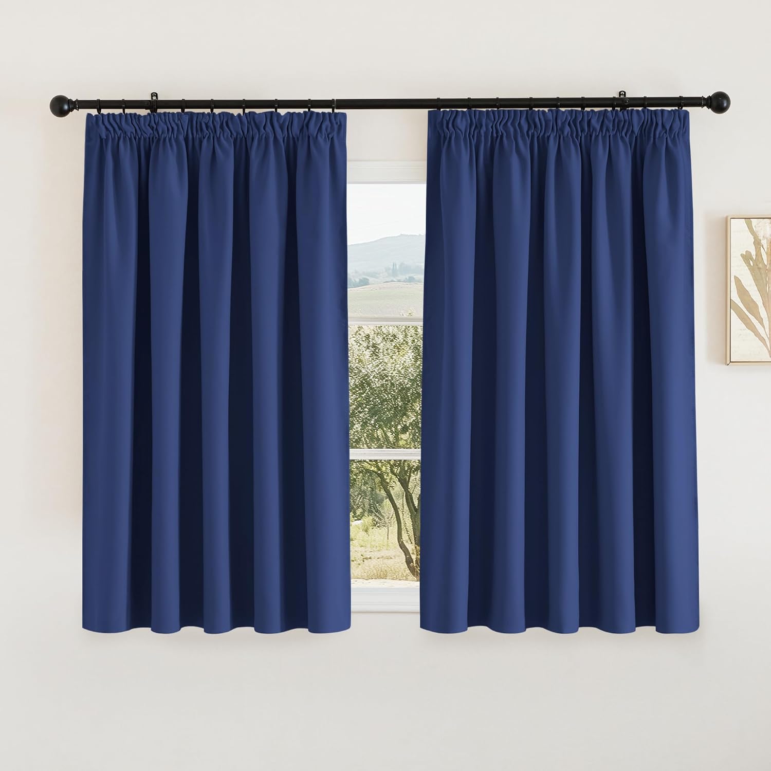 PONY DANCE Bedroom Blackout Curtains W66 X L54 Blue Thermal Pencil