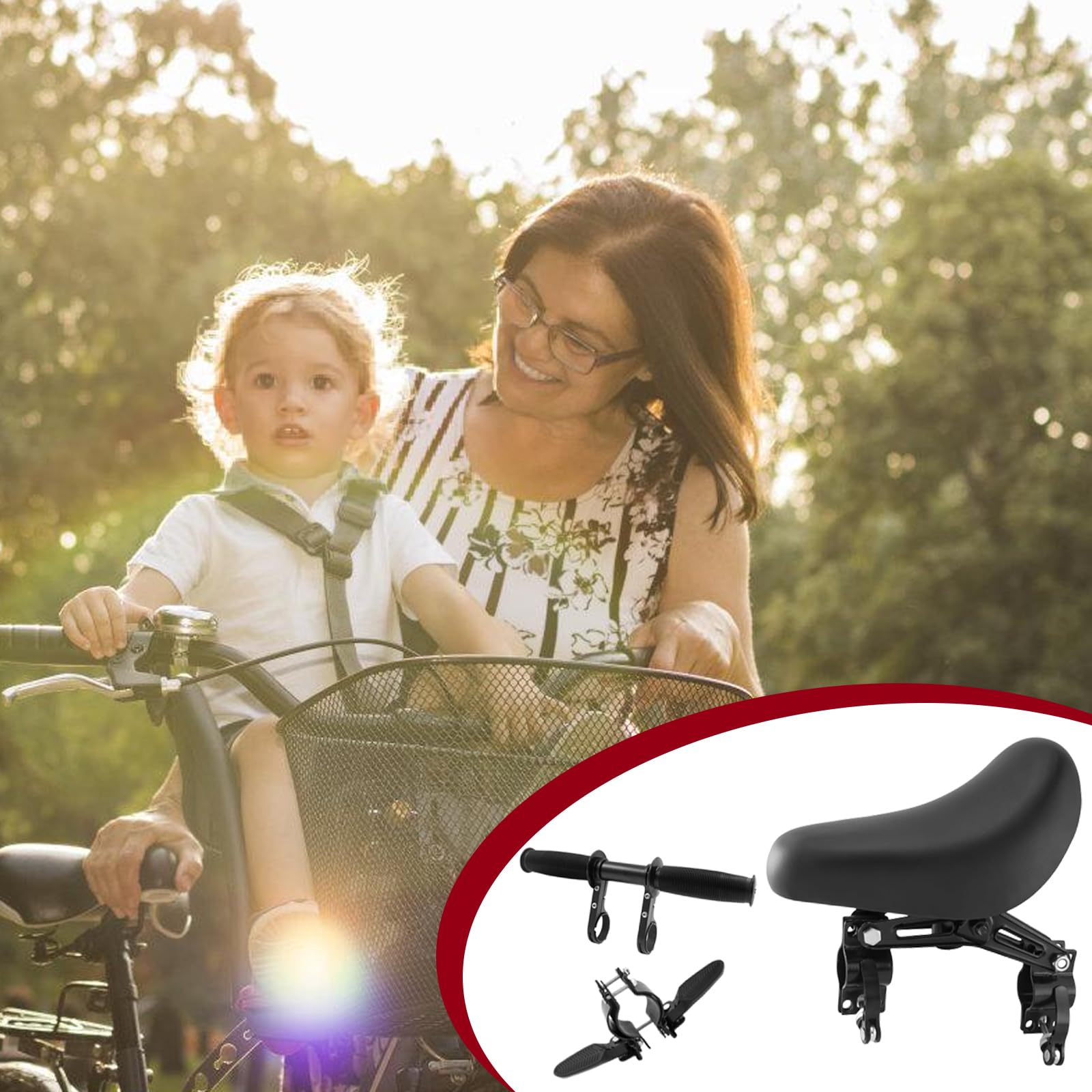 PORFOYO Fahrradsitz Kinder Vorne - Mountainbike Kindersitz Vorne, Kindersitz Fahrrad Vorne mit Pedal un Lenker, Kindersitz Fahrrad Stange Vorne, Tragbar Kinder Fahrradsitz Vorne von 2–5 Jahren