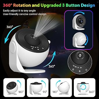 Galaxy Projector for Bedroom, Upgraded HD Star Projector Lens, 13 in 1 Planetarium Star Projector with Solar System & Constellation - 360 Rotating with Timer, Adjustable Knob, Kids Adults Room Decor