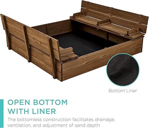 Vista 36 de Best Choice Products Arenero de cedro con dos asientos. Marrón