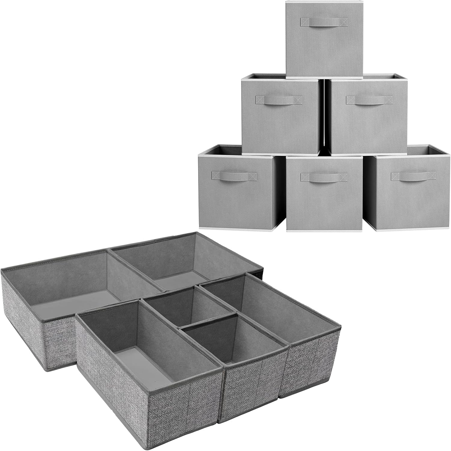 6 Pack Clothes Drawer Organizer and 6 Pack Collapsible Cube