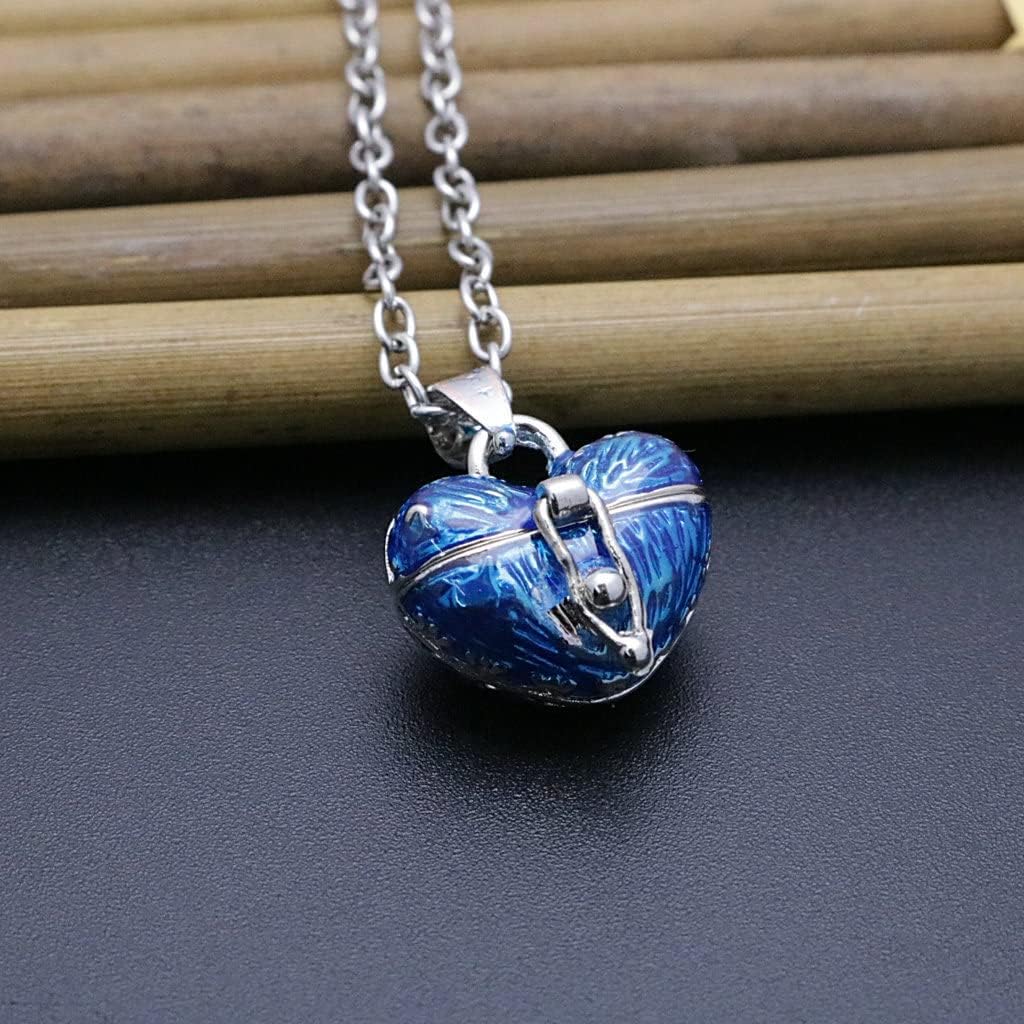 POYAMUSE Heart Locket Pendant Necklace, Trendy Heart Shaped Box Pendant Necklace for Women Men Valentines Day Gift Jewelry Gift