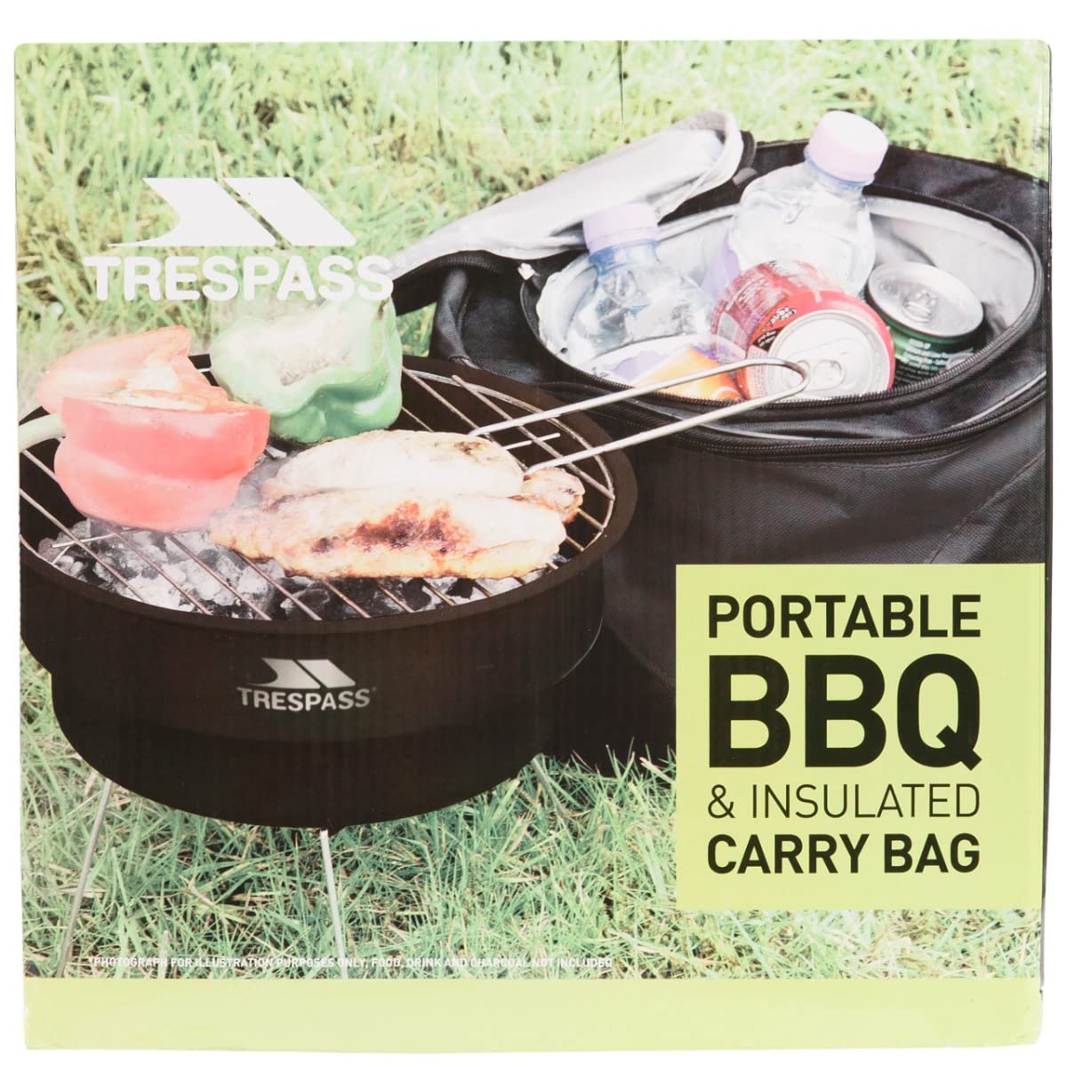 Trespass Barby Barbecue 2 Niveaux de Barbecue Portable pour Camping, extérieur, Jardin, Festivals avec poignée et Pieds Amovibles Noir 24 x 27 x 27 cm