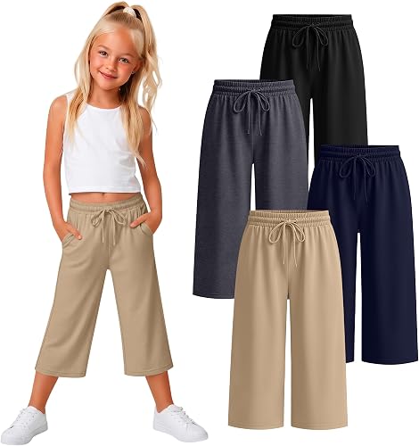 Oakgarden 4 Pack Girls' Capri Pants, 4-Color, 5-6 Years