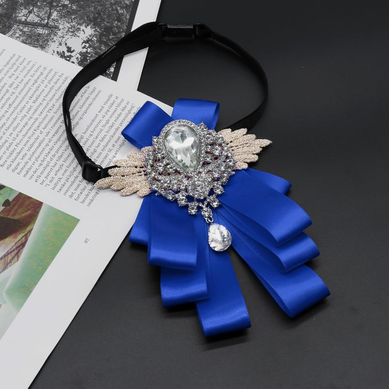 Sparkle Bow Ties for Men and Women Big Rhinestone Bow Tie Satin Ribbon Bowtie for Suit Tuxedo Evening Party - Image 7