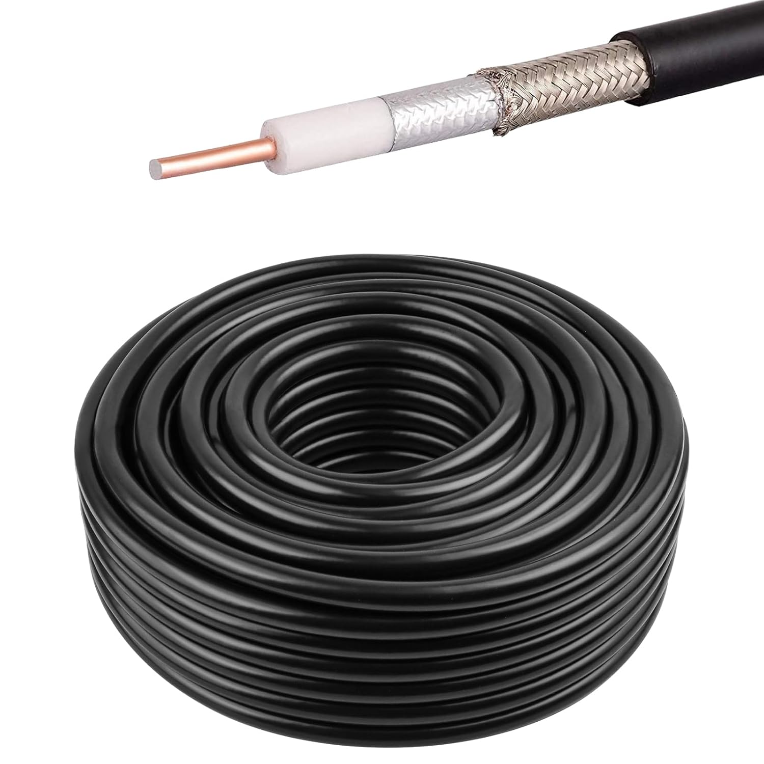 RG8 Coaxial Cable 100ft,Low Loss RG8 Cable 100 Feet 50 ohm,Without Wood Spool