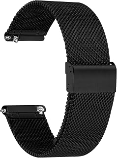TStrap Black Stainless Steel Mesh Quick Release Watch Band - 18mm 20mm 22mm for Men Women Smartwatches & Traditional Watches