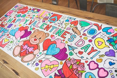 Miniatura 5 de Tiny Expressions Póster gigante del día de San Valentín para familias, 30 x 72 pulgadas, pancarta de papel gigante para colorear o cubierta de mesa