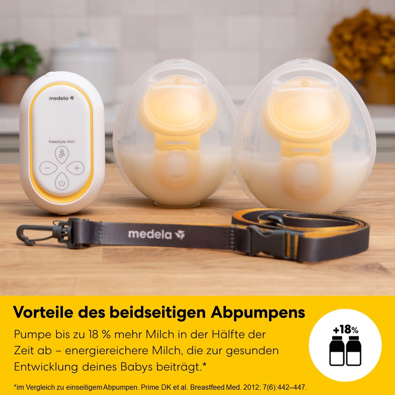 Medela Freestyle Mini tragbare elektrische Doppelmilchpumpe mit Hands-free Auffangschalen und Akku