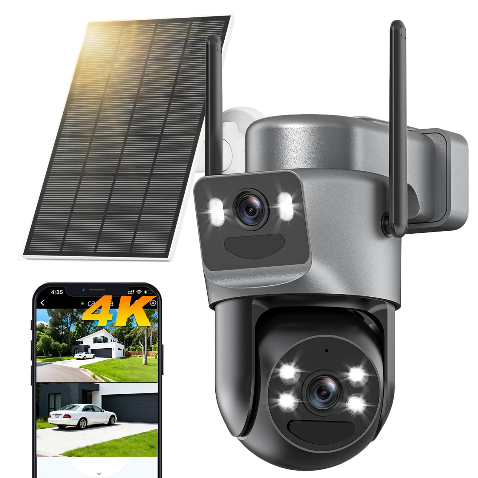 Telecamera Wifi PTZ da 5mp per esterni, Zoom SV3C 15X Wireless Home Secury IP CCTV, rilevamento umano AI, tracciamento automatico, visione notturna a colori, Onvif  30