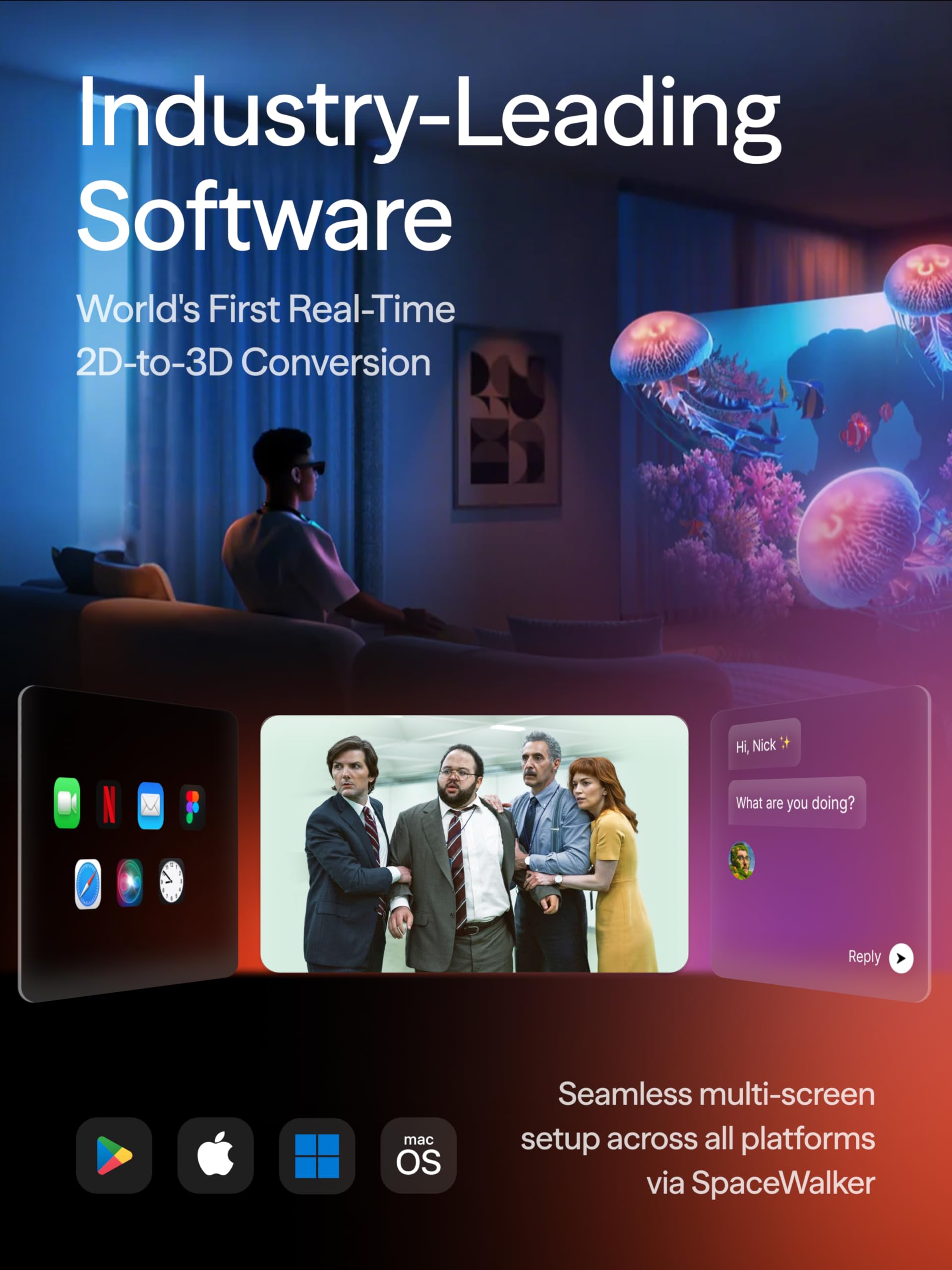 VITURE Luma AR/XR Gafas - Pantalla 146” Ultra Nítida 1200p, 50° FOV, 3Dof, Película Electrocrómica, Gafas Inteligentes con iPhone 17/16/15, Android, Mac, PC, Consolas Portátiles, Switch, Switch 2