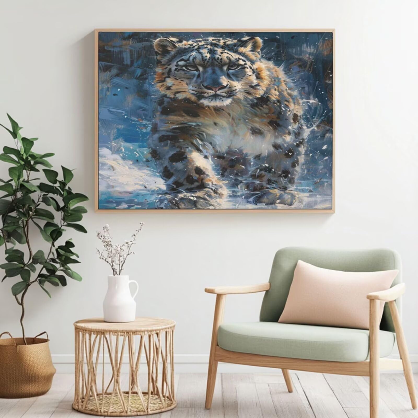 Malen nach Zahlen Set für Erwachsene, Motiv: Schneeleopard, Leoparden, Malen nach Zahlen für Anfänger, Acryl-Peinture a Numero, DIY-Ölgemälde, Kunsthandwerk Kits für Wanddekoration – (120 x 90 cm