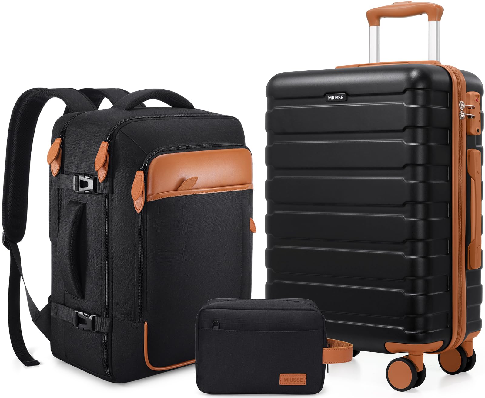 3 Piece Carry On Luggage Set, 20 Inch TSA Lock Suitcase with YKK Zippers | 22x14x9 Airline Approved, Hard Shell Suitcase Set with Silent Spinner Wheels,Maletas de Viaje with Backpack,Carry on Bags