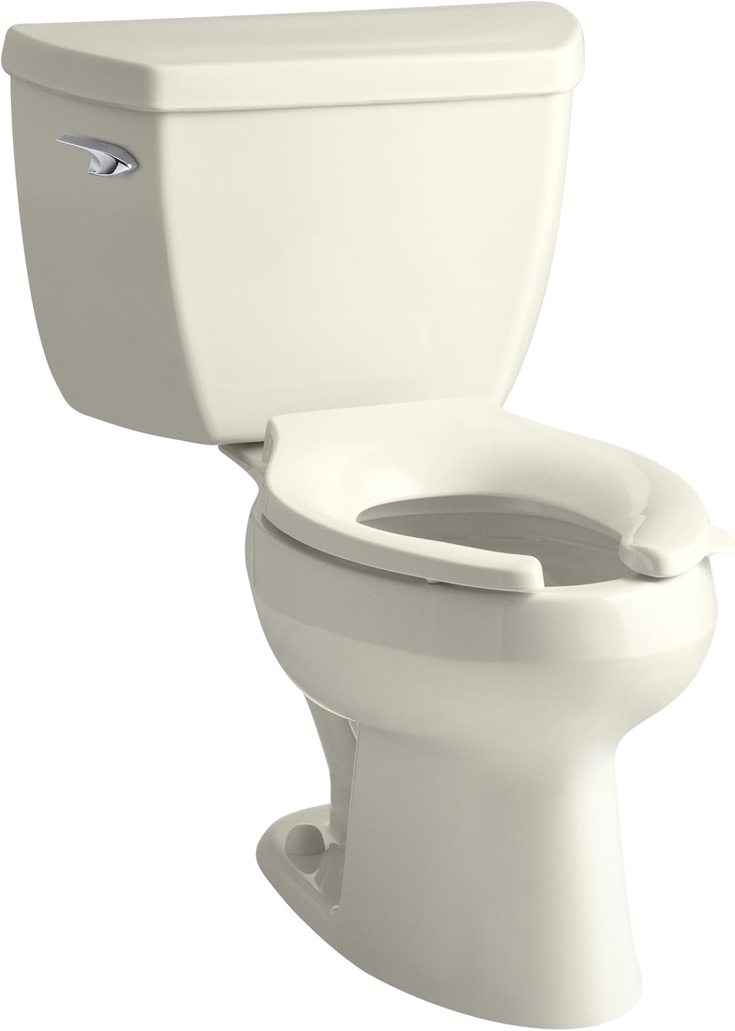 Kohler K-3531-T-0 Wellworth Classic Pressure Lite Elongated 1.0 gpf Toilet with Tank Cover Locks and Left-Hand Trip Lever, Less Seat, White