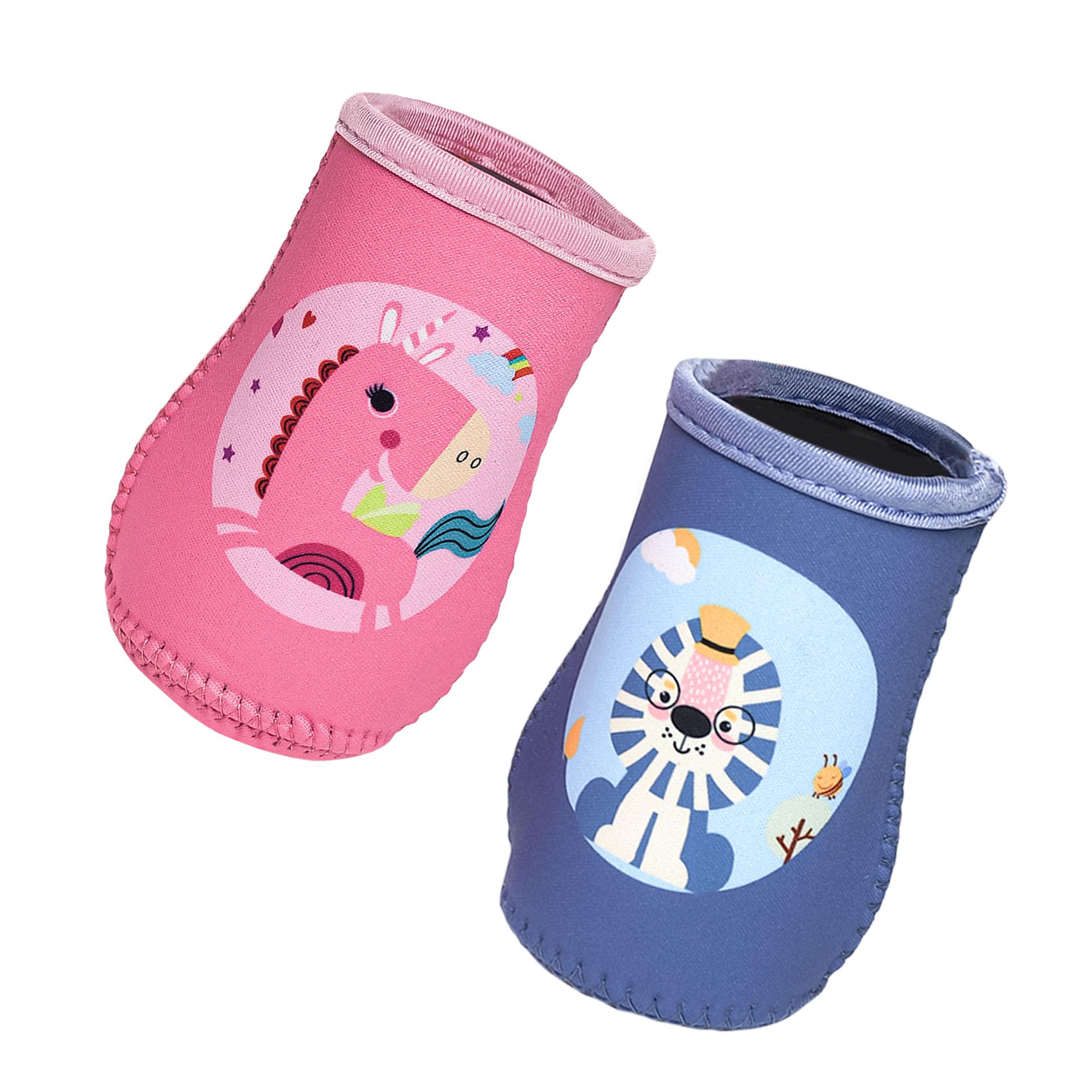 THE LITTLE LOOKERS Cotton Blend Cute Animated Patterned Soft Stretchable Baby Bottle Cover I Baby Feeding Bottle Cover For 125Ml, 150Ml To 240Ml (Pink & Blue, Pack Of 2)-image-42