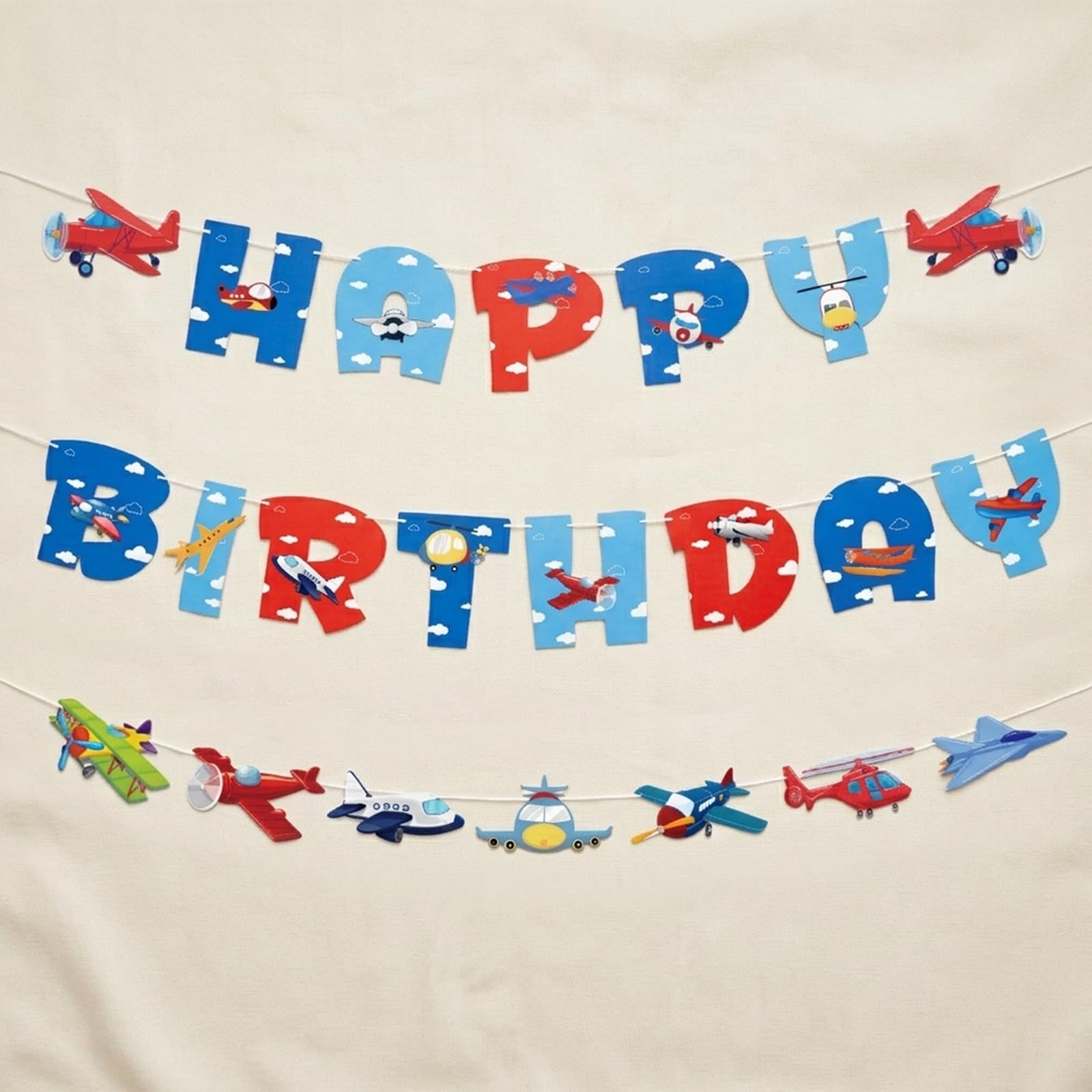 Multicolor Transportation Birthday Banner (Red Blue)