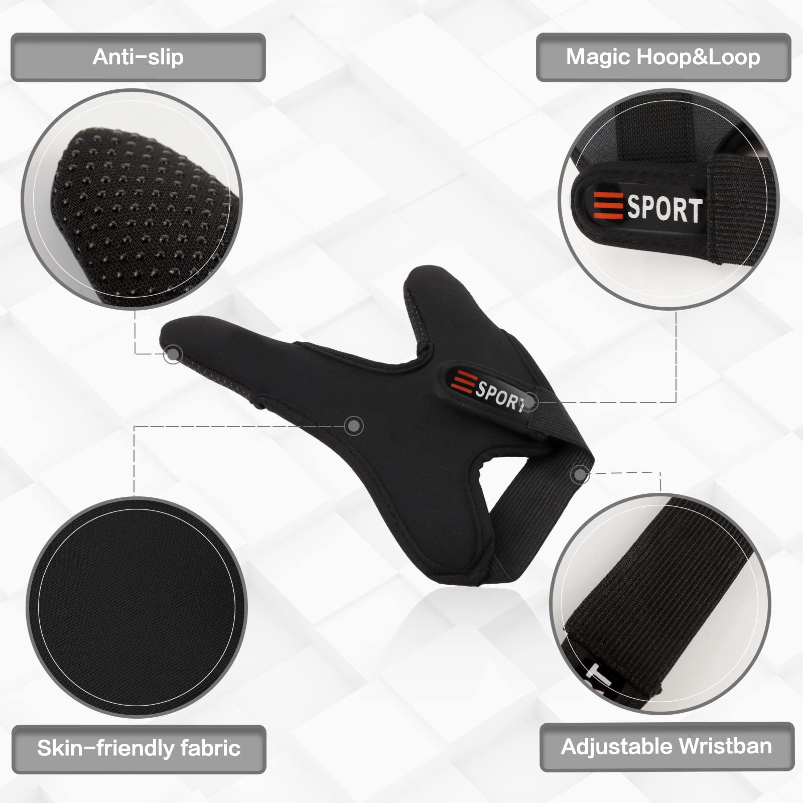 Double-Finger Gloves, 3 Pack Anti-Slip Fishing Glove, Professional Finger Gloves Protector Unisex Elastic Band Glove for Outdoor Fishing