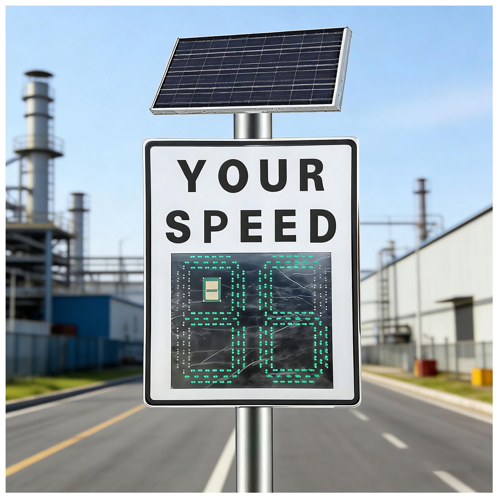 Cielobloen Multicolor 23.6"×35.4" Led Radar Speed Limit Display – Solar Powered, Solar Powered Your Speed Led Radar Speed Display Sign, With Instant Feedback And Remote Control, Aluminum Frame