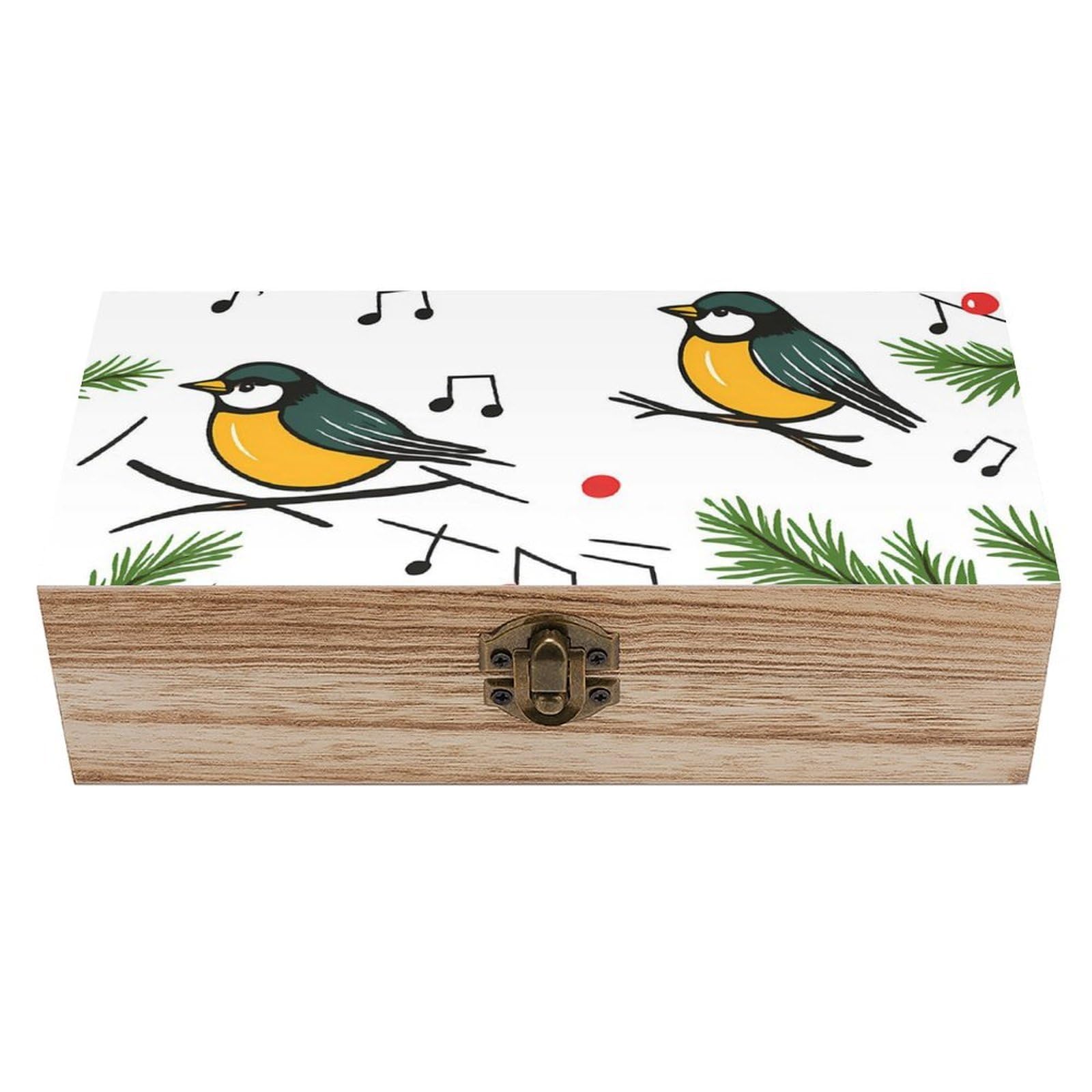 HLBSDM Christmas Bird Singing Retro Wooden Storage Box Jewelry Art Gift Boxs Decorative Keepsake Boxes