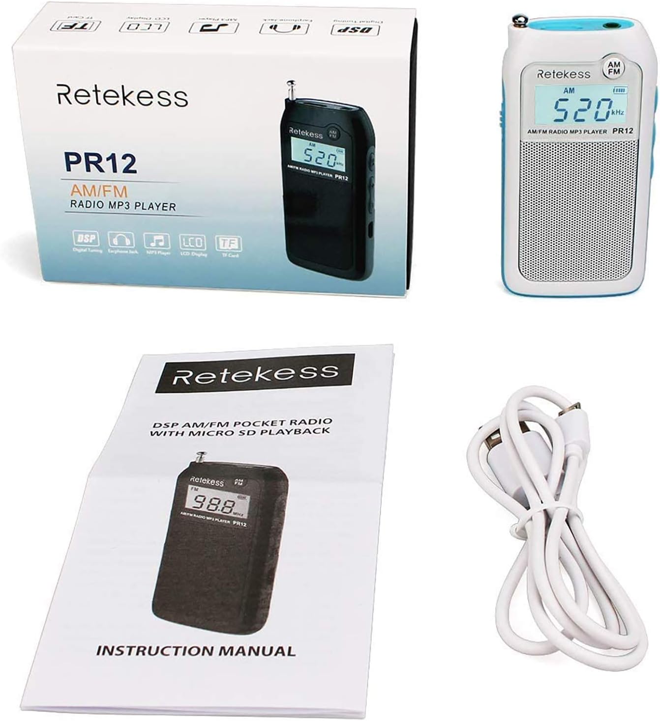 Uр Tо 50% оƒƒ Retekess PR12 Portable Pocket Radio AM FM, Small Personal Radio, Digital AM FM Radio with Headphone Socket and Clear Display for Walking (White)