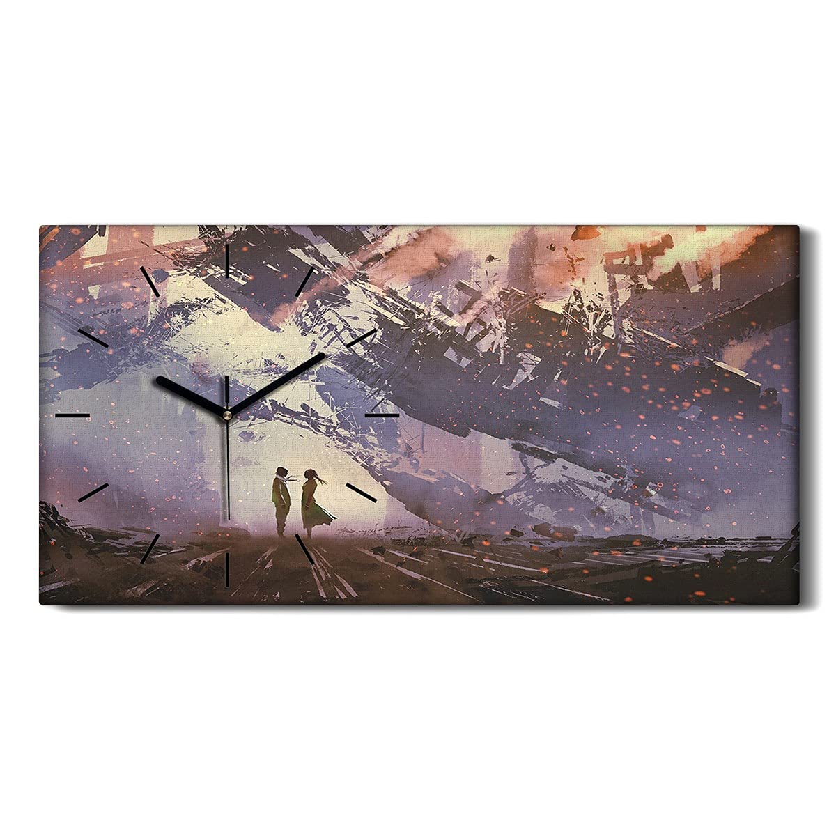 Horloge sur toile image art moderne décoration chambre adulte 60x30cm