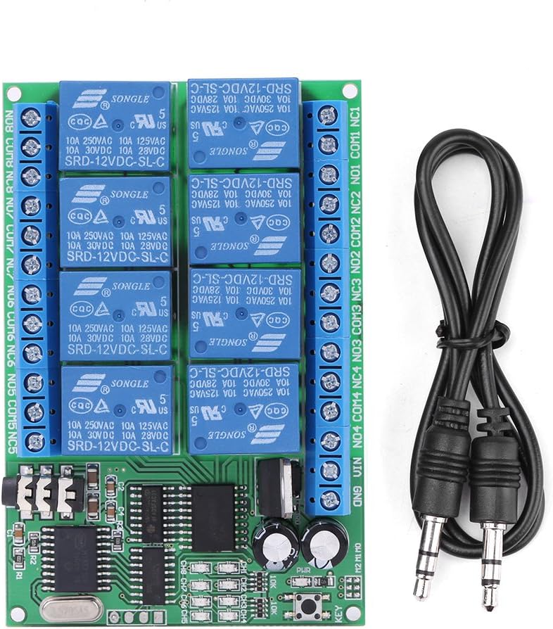 Fdit Relay Phone Voice Decoder Remote Controller Switch Module DC 12V 8CH DTMF Power Converters 94 * 62 * 18mm/3.7 * 2.44 * 0.7in