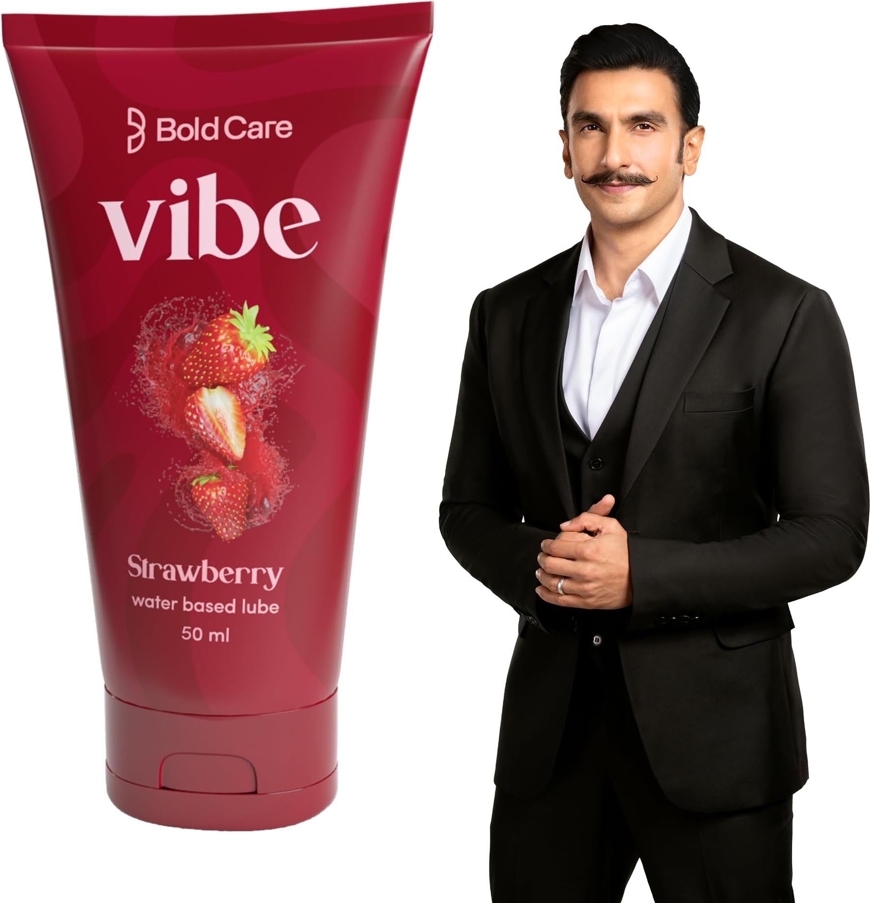 Vibe Strawberry - Personal Lubricant for Men and Women - Premium Strawberry Flavour - Water Based Lube - Skin Friendly, Silicone and Paraben Free - No Side Effects - 50 ml