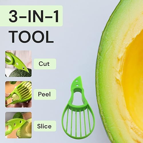 Miniatura 3 de Cortador de aguacate (paquete de 2)  Herramienta de corte de aguacate 3 en 1  Cortador de aguacate, pelador, picador y cuchara  Cuchillo