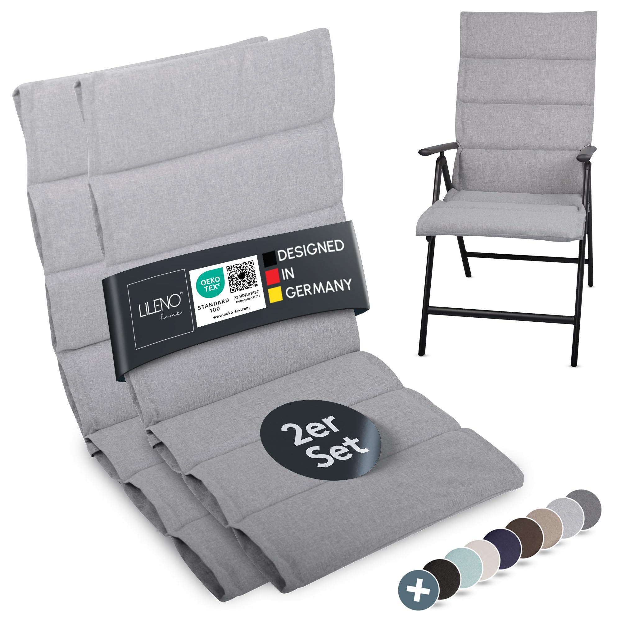 LILENO HOME Gartenstuhl Auflagen - Bequeme Liegen als Sitzauflagen für Gartenmöbel - Stuhlkissen für Gartenstühle und ALUT HL