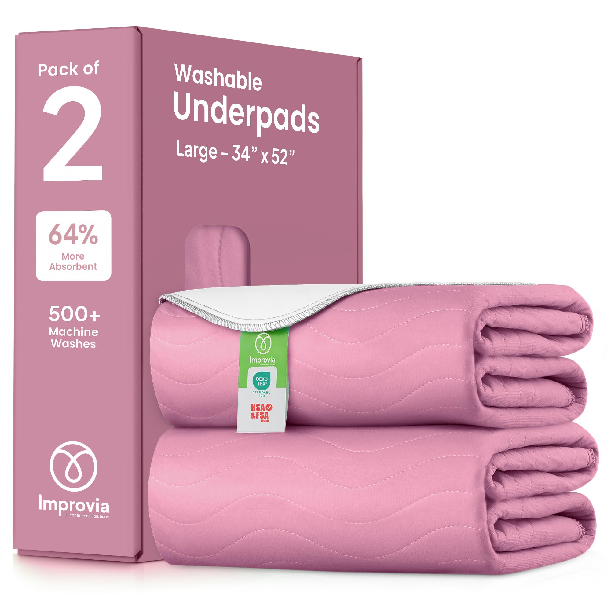 IMPROVIA® Washable Underpads, Heavy Absorbency Reusable Incontinence Pads