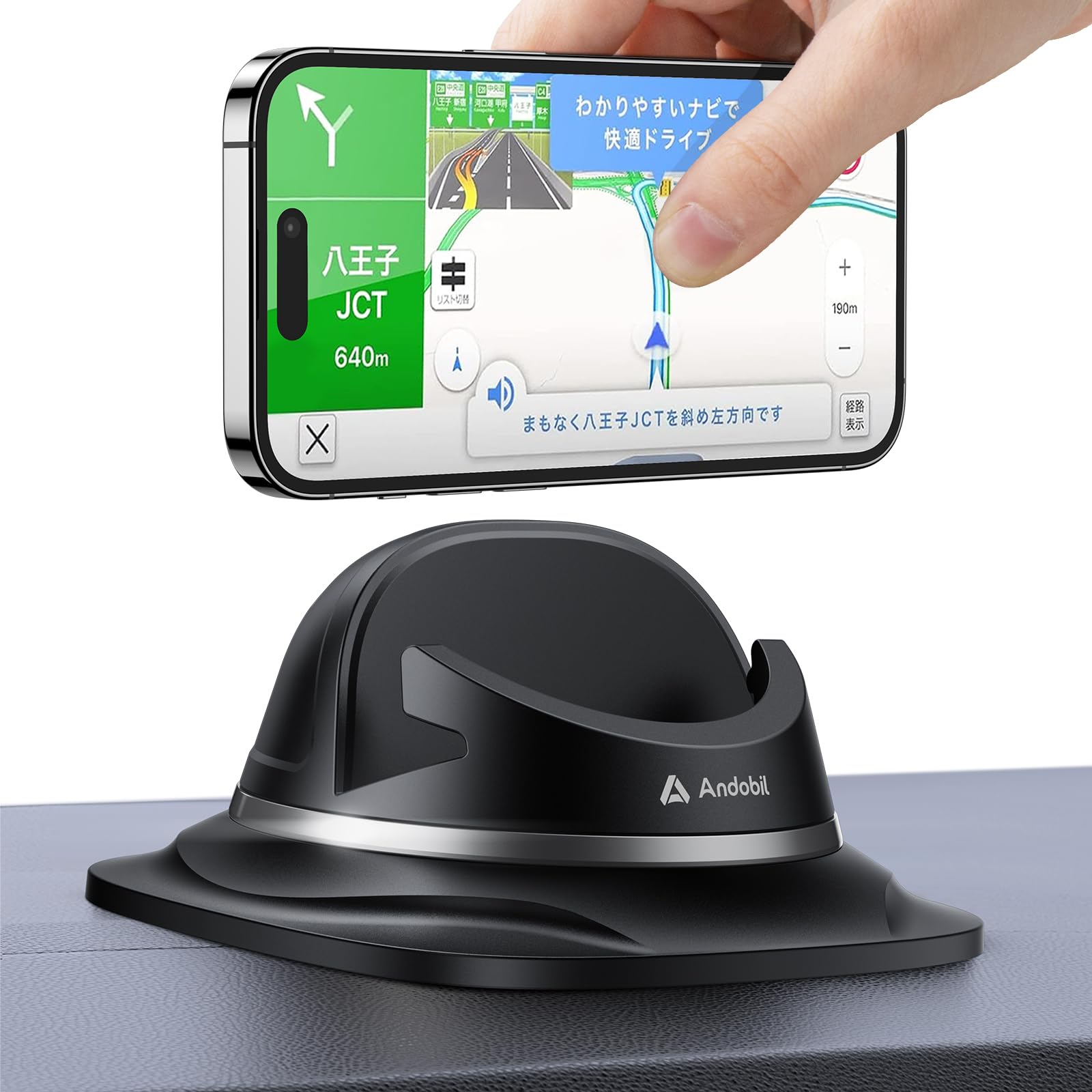 【2025最強型＆ドライバー推奨】 Andobil スマホホルダー 車 置くだけ スマホスタンド 車 【強力な粘着パット＆業界①のクリップ力】 角度調整可能 車載スマホホルダー 手帳型ケース対応 シリコン製 滑り止め 携帯ホルダー 車 脱着簡単 車載 車用 スマホホルダー iPhone 15 14 13 12 Pro Max Android対応 レンタカー シェアカー 全車種対応