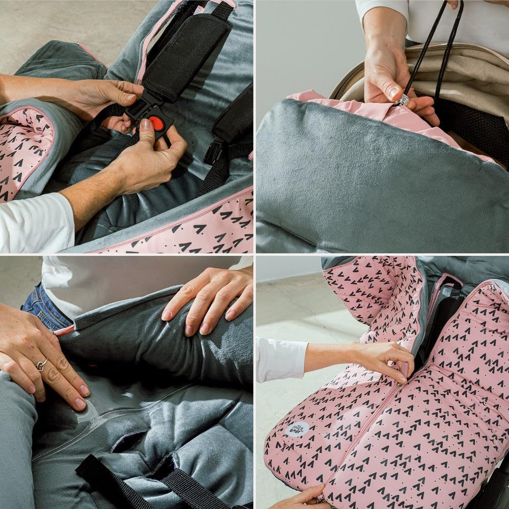 Interbaby Chanceliere Bebe Poussette Couverture Poussette Bebe Hiver, Doux | Sac de Couchage Poussette Bebe Détachable, Double Ouverture, Lavage Facile, Matériaux Antiallergiques, Montan Rose