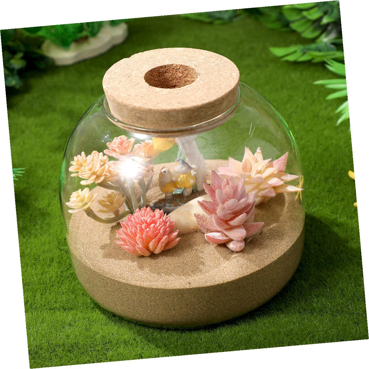 2pcs Microlandscape Ecological Glass Bottles with Cork Stopper, Moss Plant Container for Desktop Succulent Terrarium and Hydroponic Micro Landscape Decor