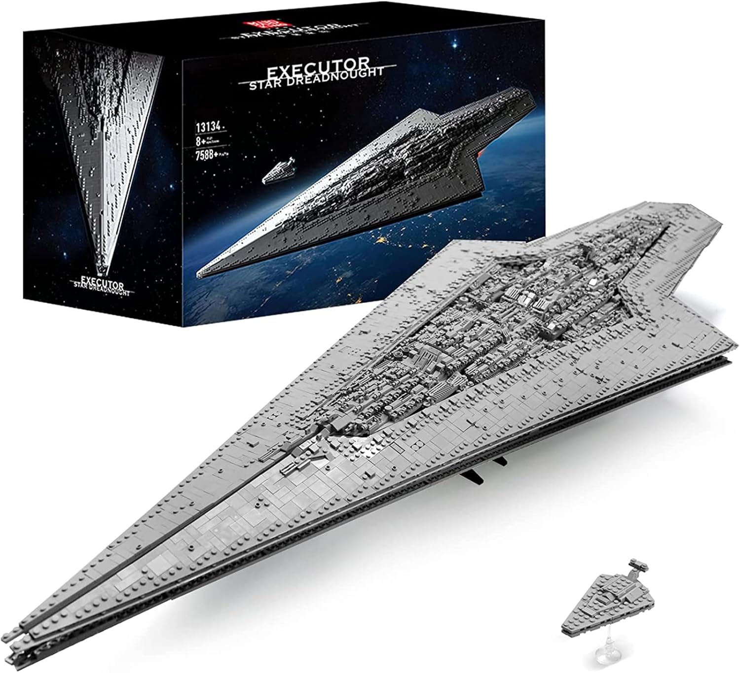 Star Destroyer Model Ship Technology para Executor Star Dreadnought 7588 Piezas Grandes Bloques de construcción de sujeción Moc Building Blocks Building Set Compatible con Space Destroyer