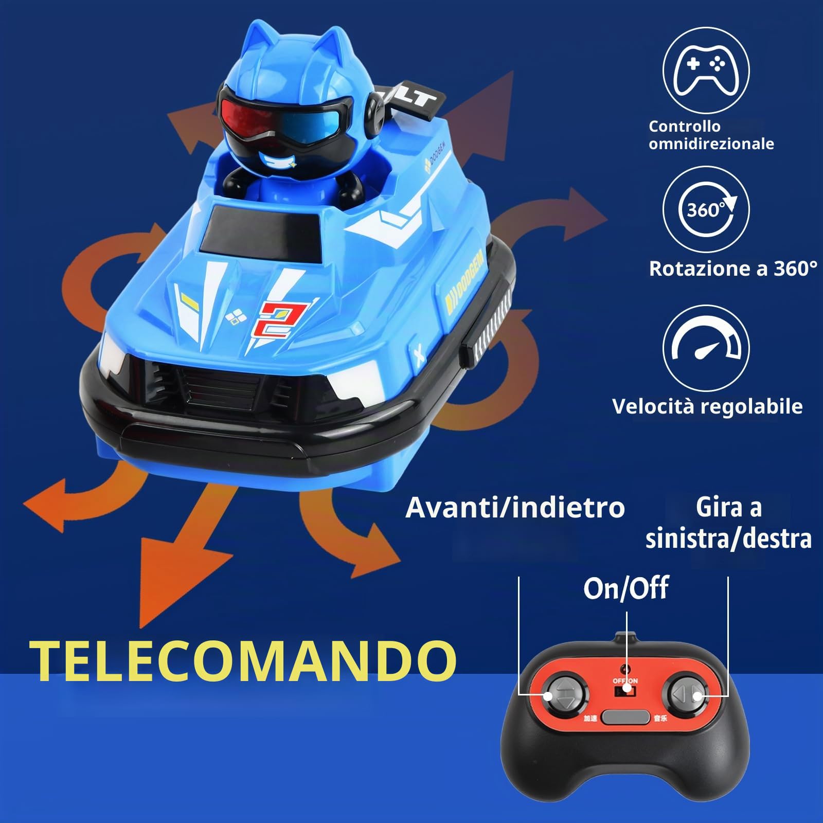 2 pezzi Autoscontro Telecomandato, 360° Drift Stunt Bambini Giocattolo Auto, Macchina Telecomandata per Bambini, 2,4 GHz Autoscontri Telecomandati, RC Bumper Car con Bambola Rimbalzante