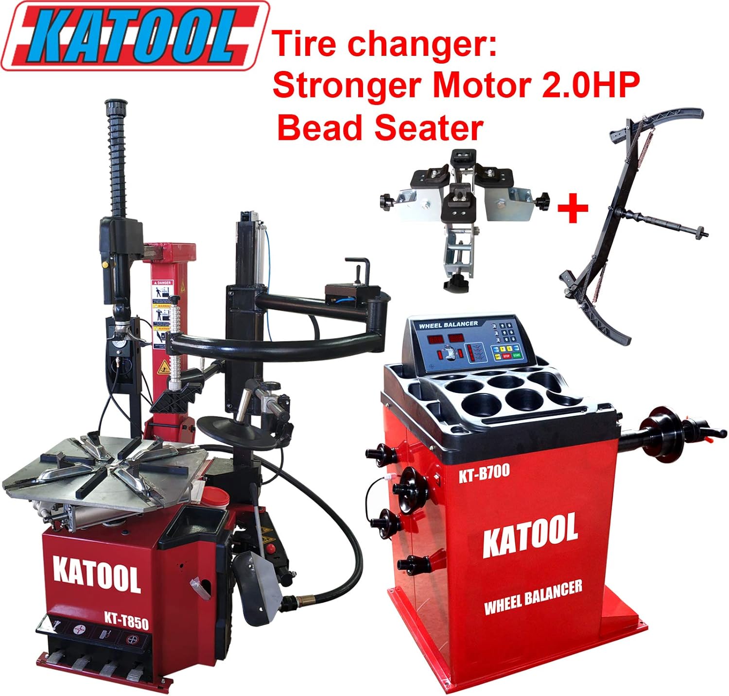 KATOOL Combo Tire Changer KT850 2.0HP Motor, Wheel Balancer KT-B700, Garage Equipment and Shop Tools