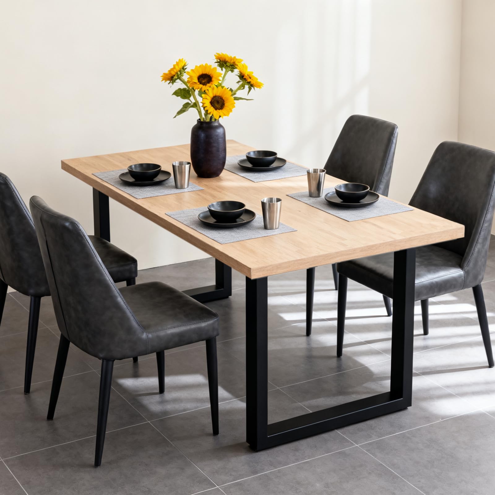Thanaddo 2er Set Tischbeine Metall, Schwarze Tischkufen aus Vierkantprofil, 80x40 mm stabile Tischgestell für DIY-Schreibtisch Esstisch Couchtisch Bänke, Möbelfüße inkl. Bodenschoner (80x72cm)