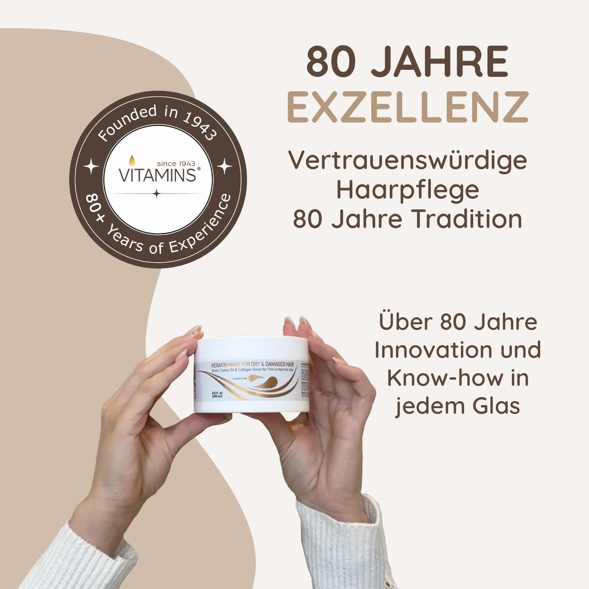 Vitamins Haarmaske Keratin Haarkur Behandlung - Biotin, Castor Oil, Collagen Protein & Kokosöl Deep Conditioner für geschädigtes dünnes trockenes strapaziertes Haar
