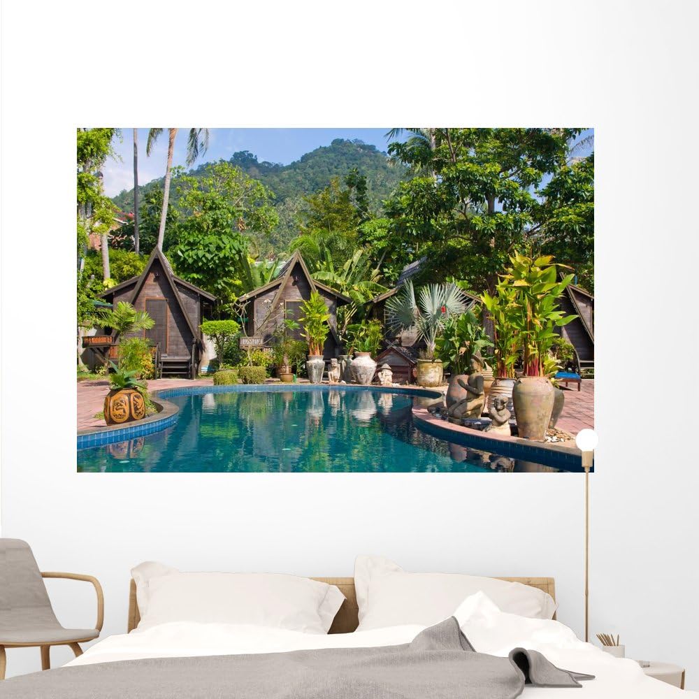 Wallmonkeys WM166272 Swimming Pool in Spa Resort Thailand Peel and Stick Wall Decals, 72" W x 48" H-Colossal