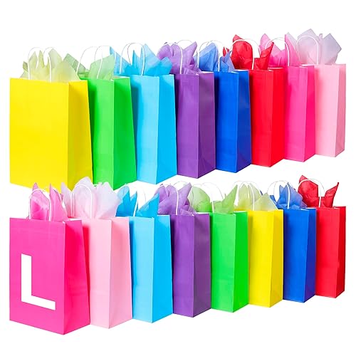 BLEWINDZ 32 Pcs Gift Bags with 32 Tissues, 8 Colors