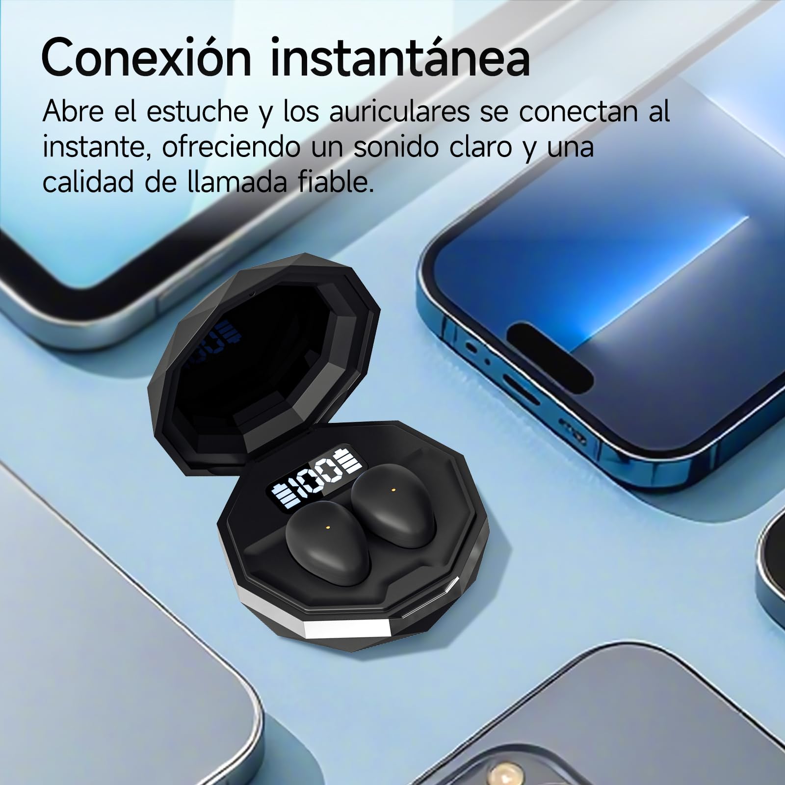 Auriculares para Dormir, Mini Auriculares para Dormir, inalámbricos Bluetooth 6.0 para Dormir de Lado, indicador de Potencia para Entrenamiento, Trabajo, Viajes (Negro Oscuro)