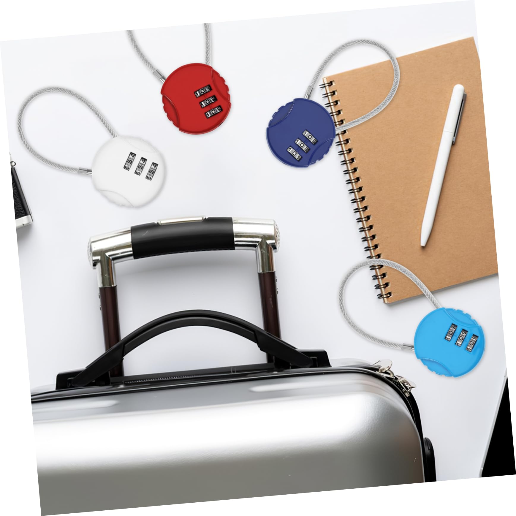 10 Stück Teiliges Gepäckschloss mit Stahlseil Stabiles Zahlenschloss mit Einstellbarem Code Buntes Reiseschloss für Koffer Schränke und Taschen Langlebig und Vielseitig Einsetzbar