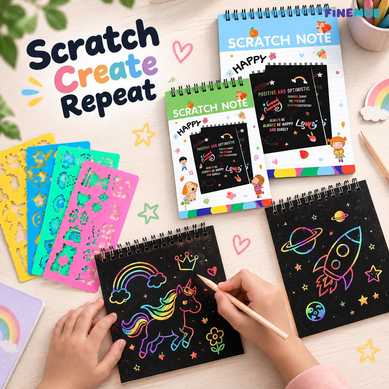 Finemoe Scratch Art Book - Bulk Return Gifts for Kids -6